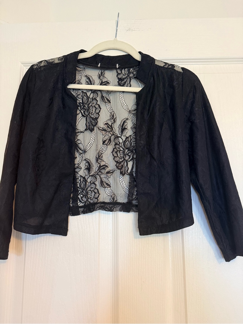 Black Lace Cropped Bolero Blazer